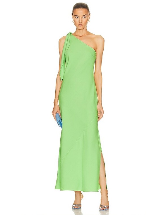 cult gaia Dresses & Skirts - Cult Gaia Kamila Dress - One-Shoulder Lime Green Evening Gown (Small)